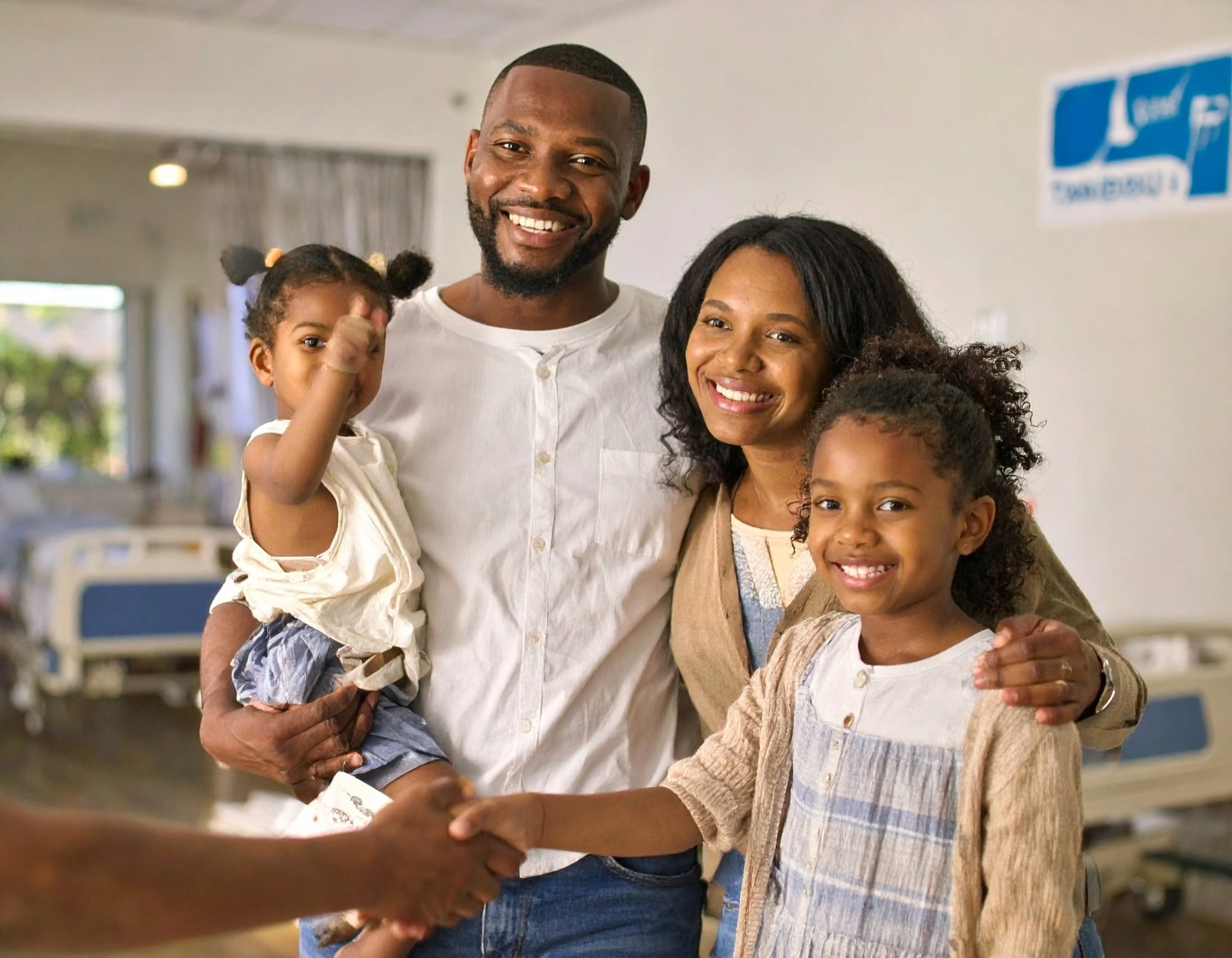 Happy family receiving healthcare